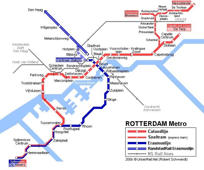 Rotterdam verejnej dopravy mapu