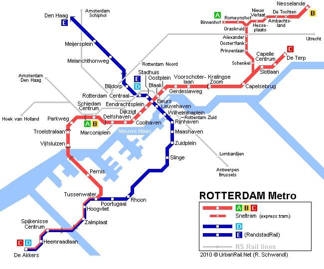 ret Rotterdam električky mapu
