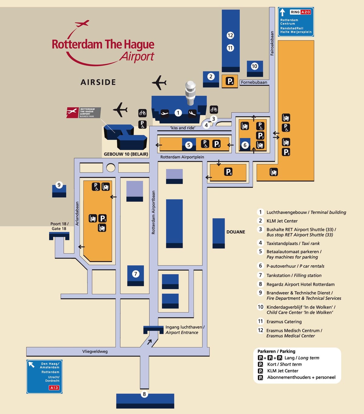 Mapa letisko Rotterdam 