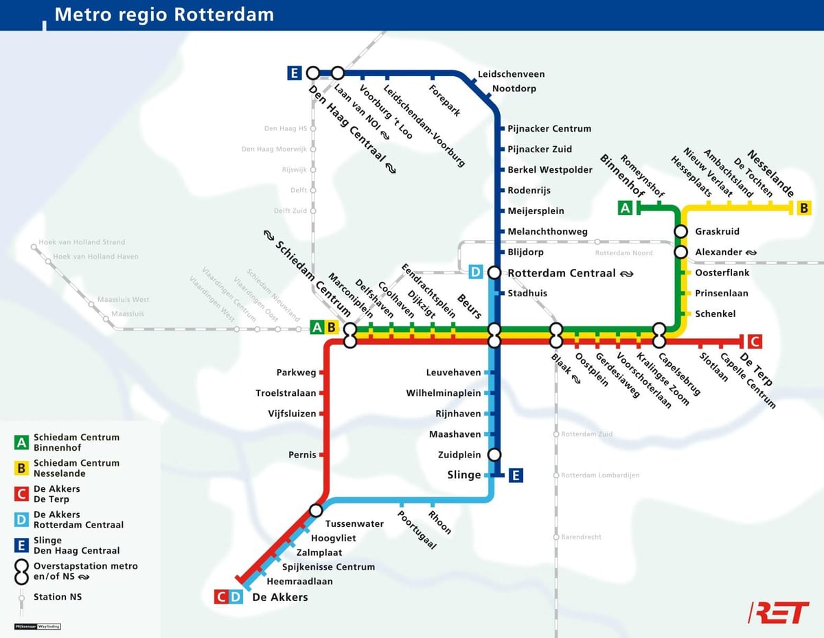 Rotterdam metro mapu
