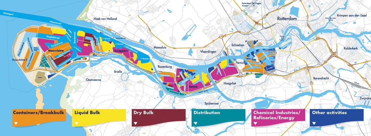 Mapa prístav Rotterdam 