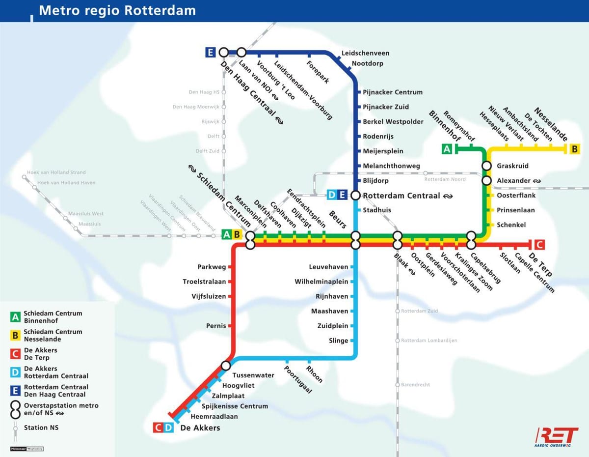 Rotterdam podzemné mapu