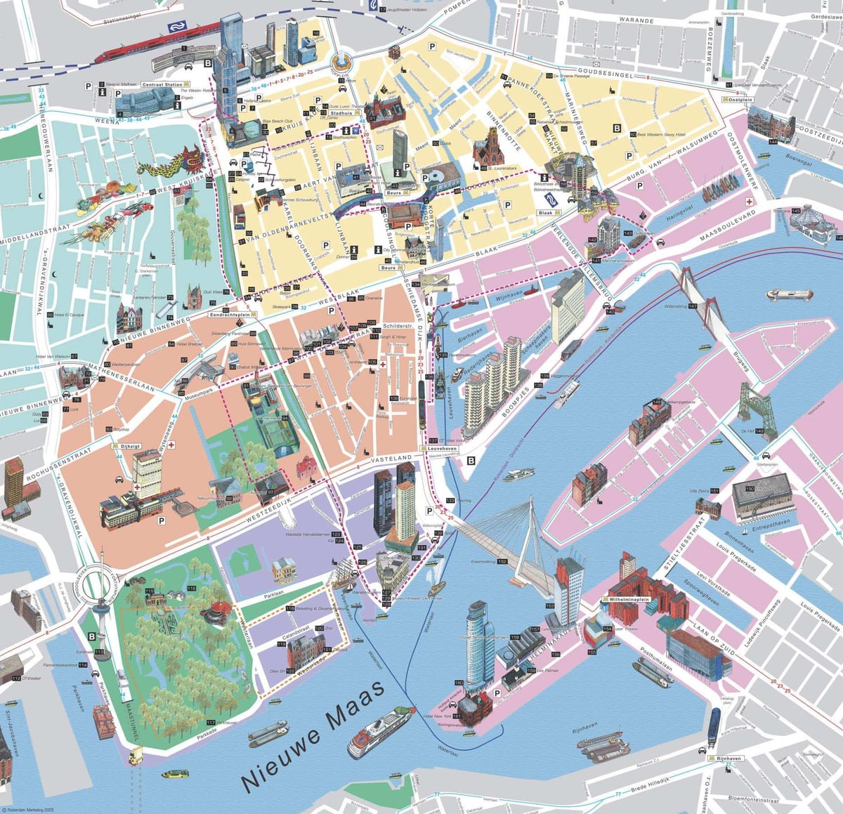 Mapa Rotterdam sightseeing 